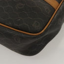 Christian Dior Honeycomb Canvas Hand Bag PVC Black Gold Auth sw522-15