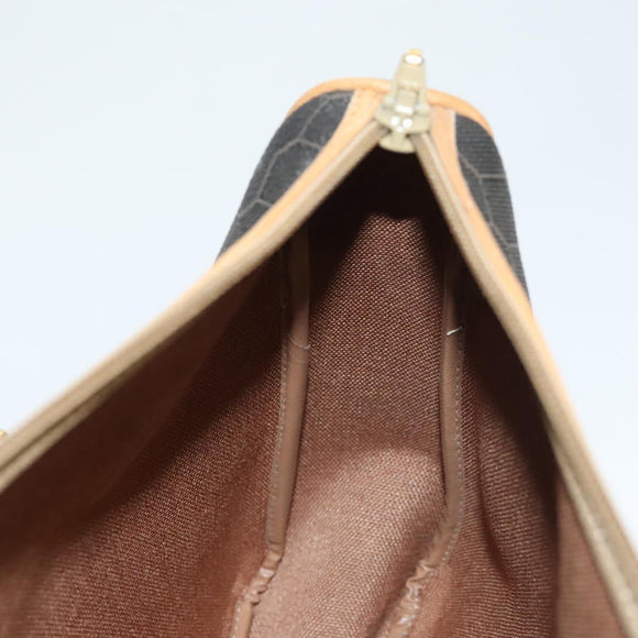 Christian Dior Honeycomb Canvas Hand Bag PVC Black Gold Auth sw522