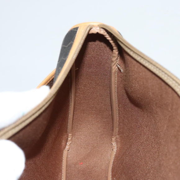 Christian Dior Honeycomb Canvas Hand Bag PVC Black Gold Auth sw522