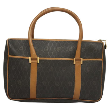 Christian Dior Honeycomb Canvas Hand Bag PVC Black Gold Auth sw522 - 0