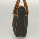 Christian Dior Honeycomb Canvas Hand Bag PVC Black Gold Auth sw522-3