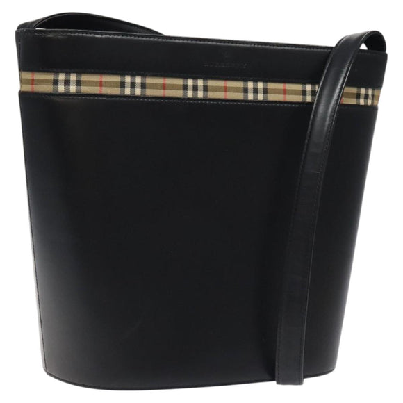 BURBERRY Shoulder Bag Leather Black Auth sw524