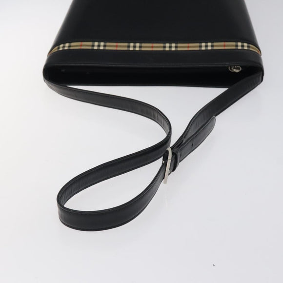 BURBERRY Shoulder Bag Leather Black Auth sw524