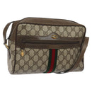 GUCCI GG Supreme Web Sherry Line Bag PVC Leather Beige Gold 14 02 005 Auth sw526-1