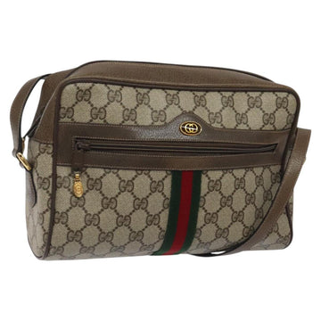 GUCCI GG Supreme Web Sherry Line Bag PVC Leather Beige Gold 14 02 005 Auth sw526