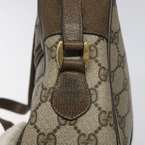 GUCCI GG Supreme Web Sherry Line Bag PVC Leather Beige Gold 14 02 005 Auth sw526