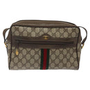 GUCCI GG Supreme Web Sherry Line Bag PVC Leather Beige Gold 14 02 005 Auth sw526-13