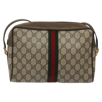 GUCCI GG Supreme Web Sherry Line Bag PVC Leather Beige Gold 14 02 005 Auth sw526 - 0