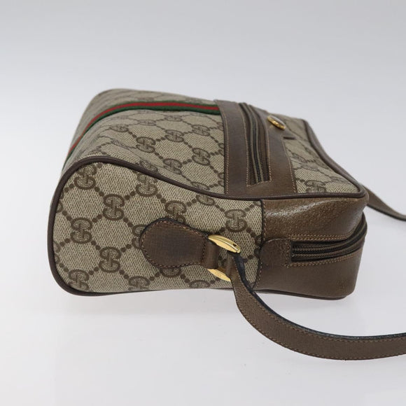 GUCCI GG Supreme Web Sherry Line Bag PVC Leather Beige Gold 14 02 005 Auth sw526