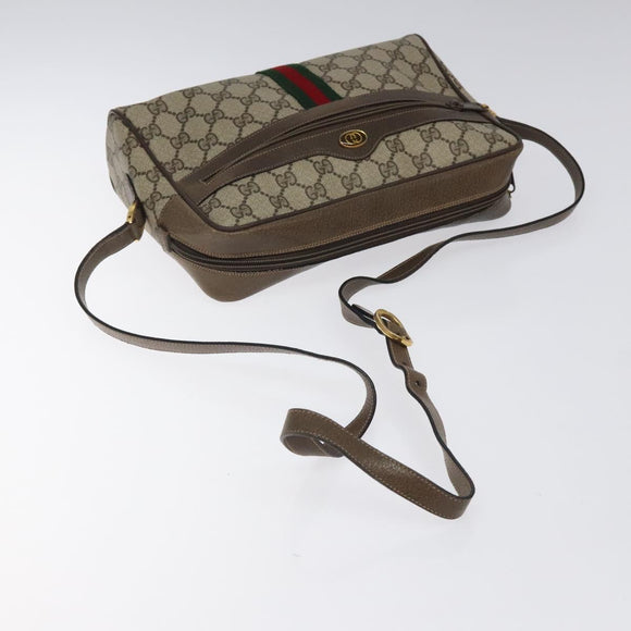 GUCCI GG Supreme Web Sherry Line Bag PVC Leather Beige Gold 14 02 005 Auth sw526