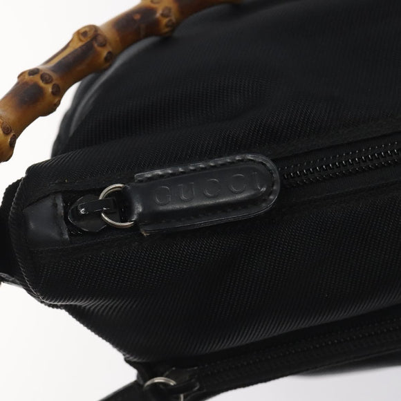 GUCCI Bamboo Shoulder Bag Nylon Black Silver 000 2058 0509 5 Auth sw530