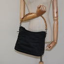 GUCCI Bamboo Shoulder Bag Nylon Black Silver 000 2058 0509 5 Auth sw530-22