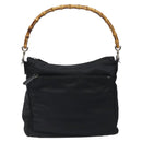 GUCCI Bamboo Shoulder Bag Nylon Black Silver 000 2058 0509 5 Auth sw530-13