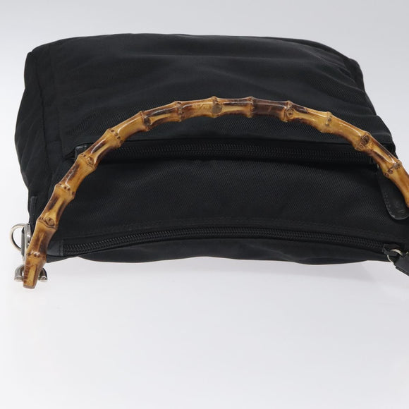 GUCCI Bamboo Shoulder Bag Nylon Black Silver 000 2058 0509 5 Auth sw530