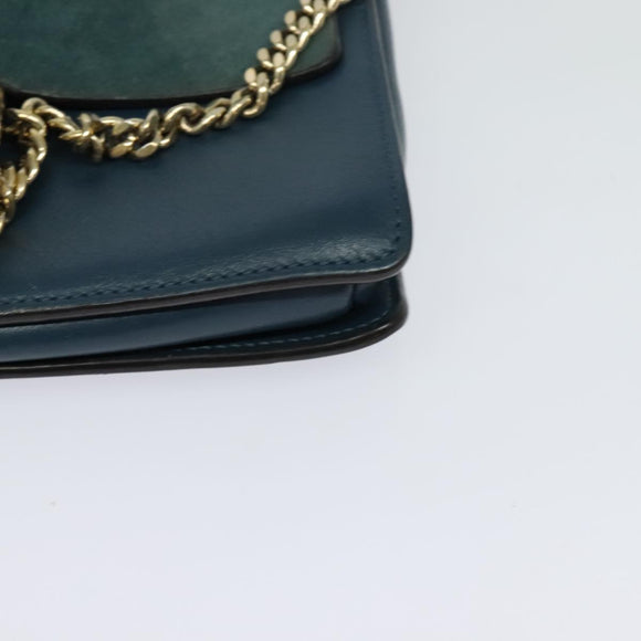 Chloe Fay Shoulder Bag Suede Leather Turquoise Blue Auth sw535