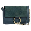 Chloe Fay Shoulder Bag Suede Leather Turquoise Blue Auth sw535-1