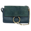 Chloe Fay Shoulder Bag Suede Leather Turquoise Blue Auth sw535-13