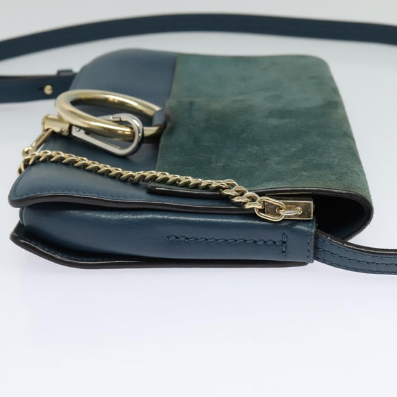 Chloe Fay Shoulder Bag Suede Leather Turquoise Blue Auth sw535