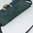 Chloe Fay Shoulder Bag Suede Leather Turquoise Blue Auth sw535-6