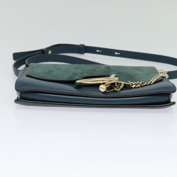Chloe Fay Shoulder Bag Suede Leather Turquoise Blue Auth sw535