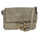 Chloe Fay Shoulder Bag Suede Leather Gray Gold Auth sw536-1