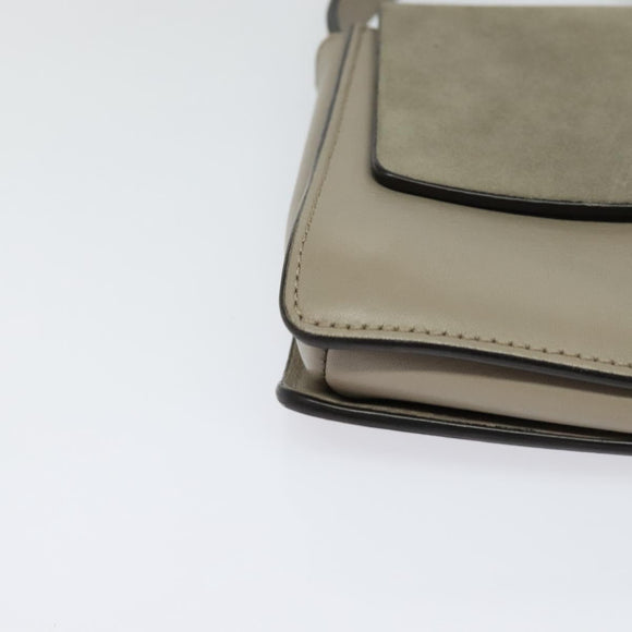 Chloe Fay Shoulder Bag Suede Leather Gray Gold Auth sw536