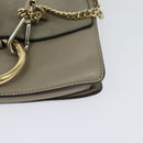 Chloe Fay Shoulder Bag Suede Leather Gray Gold Auth sw536-9