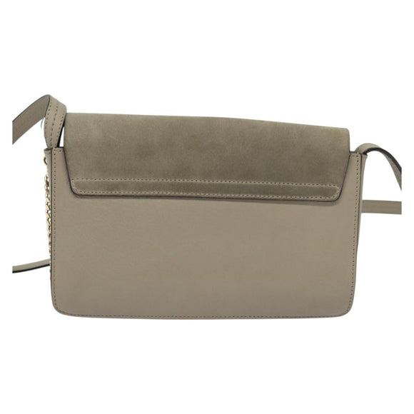 Chloe Fay Shoulder Bag Suede Leather Gray Gold Auth sw536