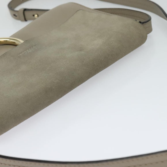 Chloe Fay Shoulder Bag Suede Leather Gray Gold Auth sw536