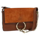 Chloe Fay Shoulder Bag Suede Leather Orange Gold Auth sw537-1