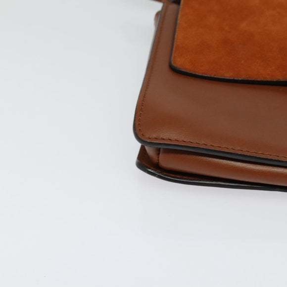 Chloe Fay Shoulder Bag Suede Leather Orange Gold Auth sw537
