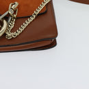 Chloe Fay Shoulder Bag Suede Leather Orange Gold Auth sw537-8