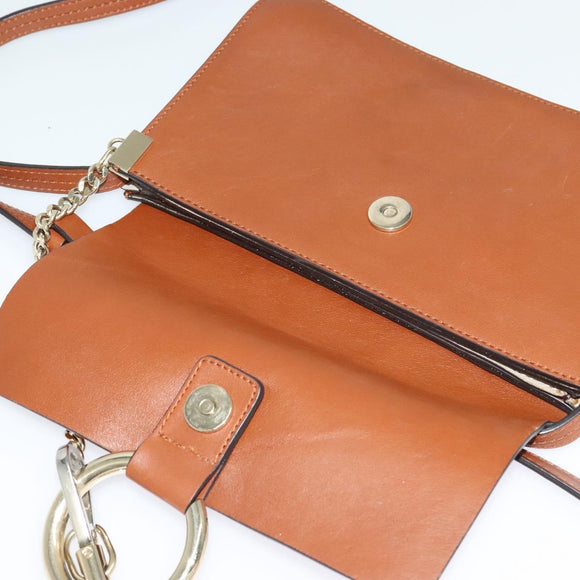 Chloe Fay Shoulder Bag Suede Leather Orange Gold Auth sw537