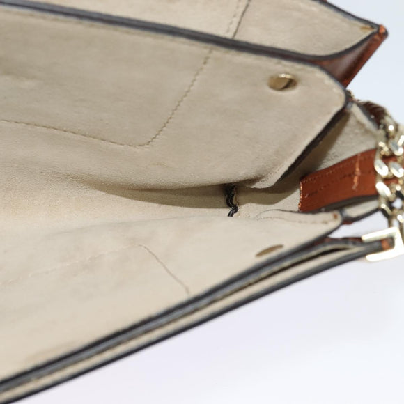 Chloe Fay Shoulder Bag Suede Leather Orange Gold Auth sw537