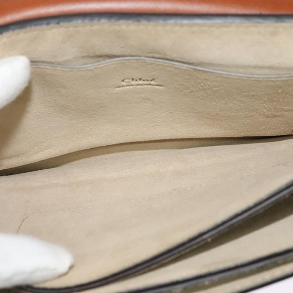 Chloe Fay Shoulder Bag Suede Leather Orange Gold Auth sw537