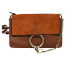 Chloe Fay Shoulder Bag Suede Leather Orange Gold Auth sw537-13