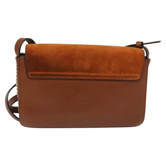 Chloe Fay Shoulder Bag Suede Leather Orange Gold Auth sw537