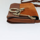 Chloe Fay Shoulder Bag Suede Leather Orange Gold Auth sw537-4