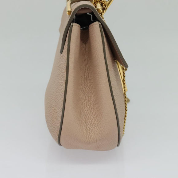 Chloe Chain Drew Shoulder Bag Leather Pink Gold Auth sw539