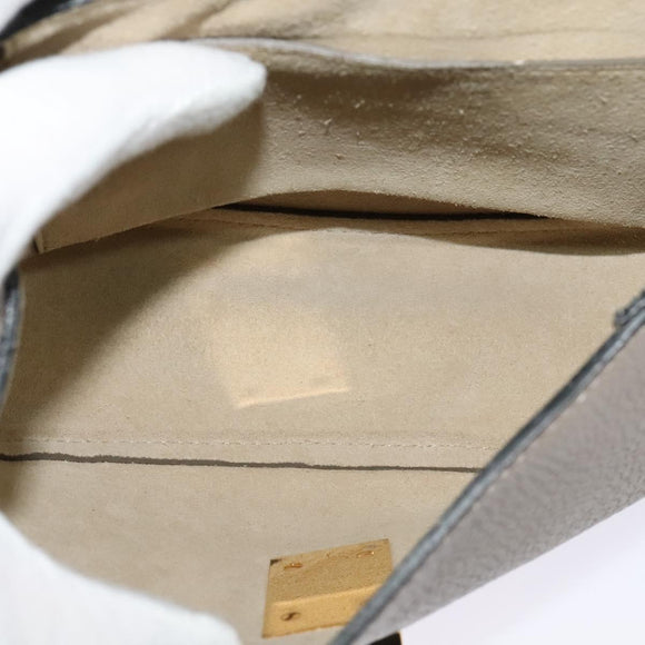 Chloe Chain Drew Shoulder Bag Leather Gray Gold Auth sw540