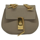 Chloe Chain Drew Shoulder Bag Leather Gray Gold Auth sw540-13