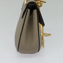 Chloe Chain Drew Shoulder Bag Leather Gray Gold Auth sw540-3