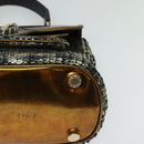 BVLGARI Leoni Hand Bag Leather 2way Gold Auth sw547-14