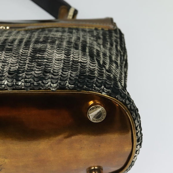 BVLGARI Leoni Hand Bag Leather 2way Gold Auth sw547