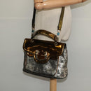 BVLGARI Leoni Hand Bag Leather 2way Gold Auth sw547-27