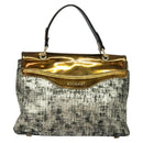 BVLGARI Leoni Hand Bag Leather 2way Gold Auth sw547-2