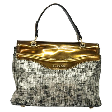 BVLGARI Leoni Hand Bag Leather 2way Gold Auth sw547 - 0