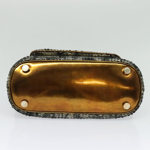 BVLGARI Leoni Hand Bag Leather 2way Gold Auth sw547