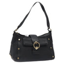 BVLGARI Shoulder Bag Leather Black Gold Auth sw548-1