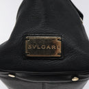 BVLGARI Shoulder Bag Leather Black Gold Auth sw548-17